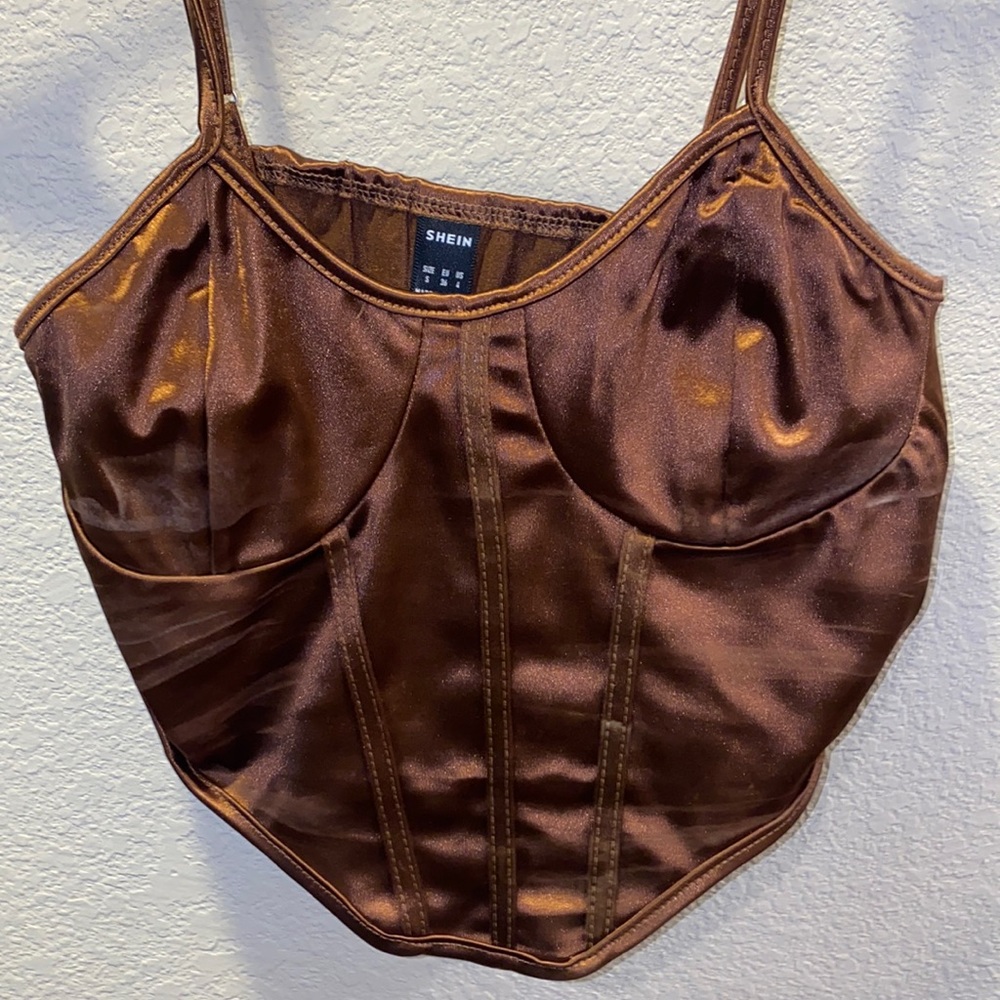 Brown Silk Crop Top